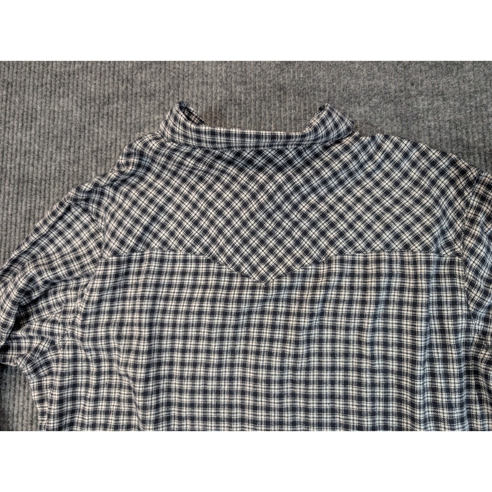 Wrangler Western Shirt Men XLT Black White Plaid Flannel Pearl Snap NWT - Picture 11 of 11